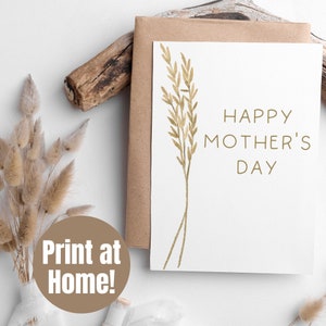 Cartão de dia das mães digital minimalista Boho Wildflower para impressão, cartão digital 5x7, cartão de dia das mães para impressão, cartão de dia das mães de flores silvestres