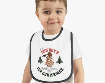 Bavaglino personalizzato per il primo Natale di Cowboy, bavaglino personalizzato, primo bavaglino di Natale del bambino, bavaglino di Natale Groovy, regalo per bambini, due colori