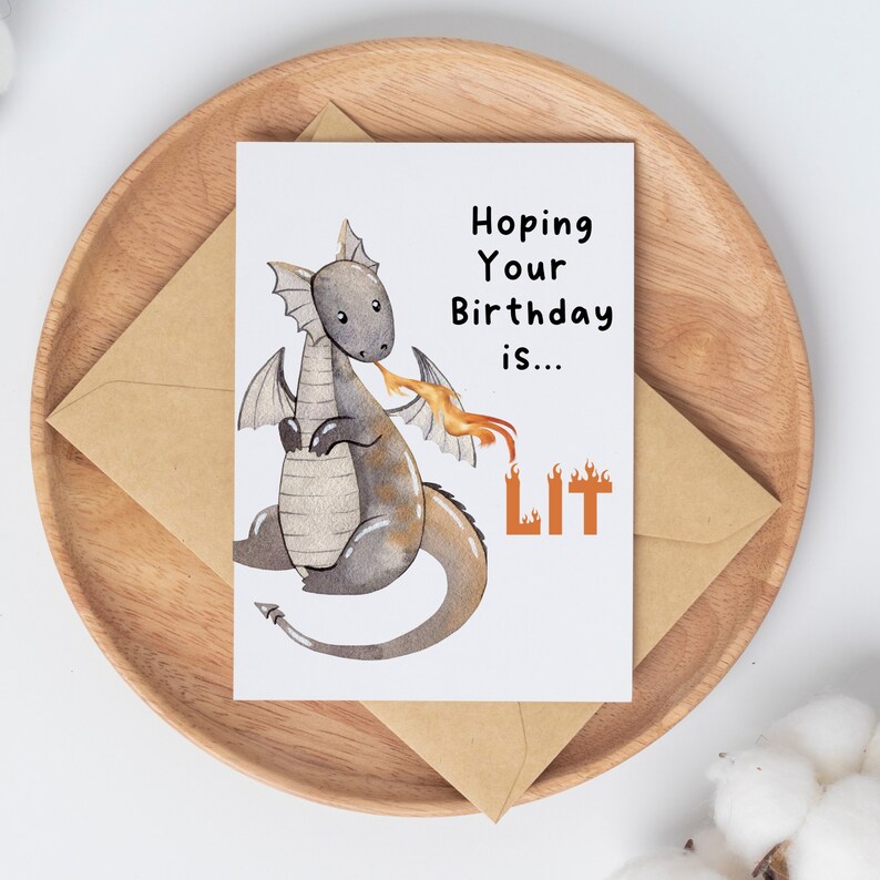 Printable Dragon Digital Birthday Card, Digital Printable Birthday Card ...