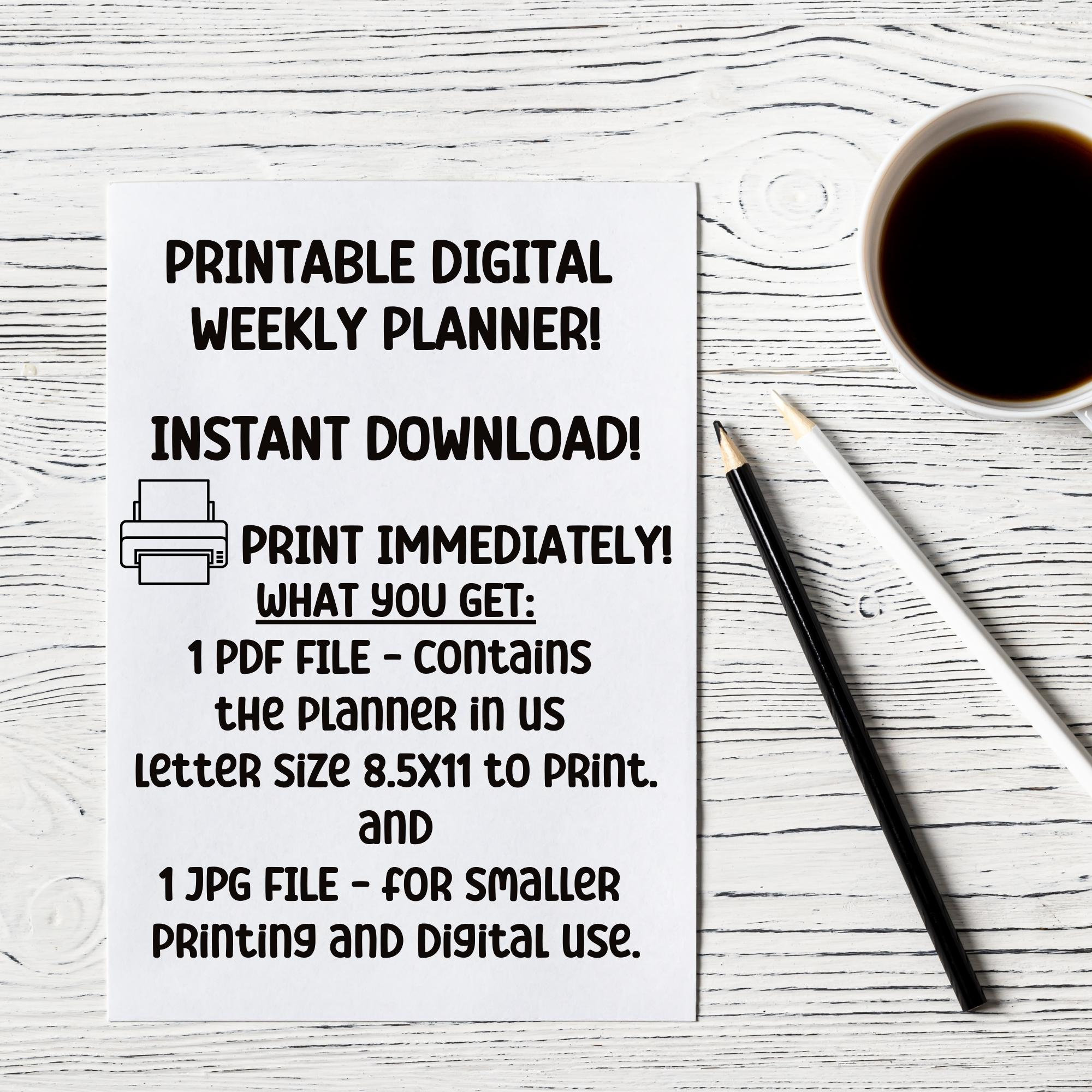 Boho Weekly Planner Printable, Instant Download, Pastel Color Digital