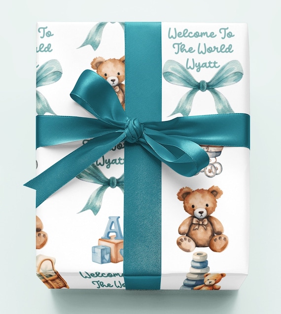 Personalized Welcome Baby Wrapping Paper for Baby Boy