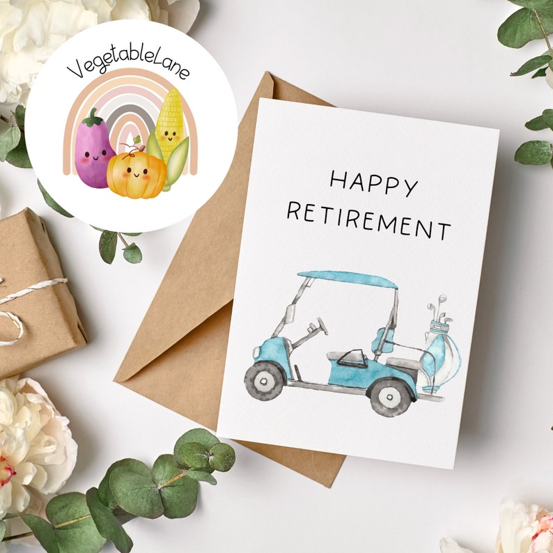 Printable Golf Happy Retirement Digital Card, 5x7 Digital Retirement Card, Printable Retirement