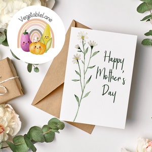 Imprimible Boho Daisy Floral Digital Happy Mother's Day Card, Tarjeta Digital 5x7, Tarjeta imprimible del Día de la Madre, tarjeta imprimible, imprimir en casa