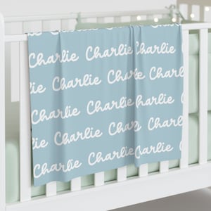 Personalized Jersey Knit Baby Swaddle Blanket for baby boy, Custom Swaddle Blanket with name, Personalized blue baby blanket, shower gift