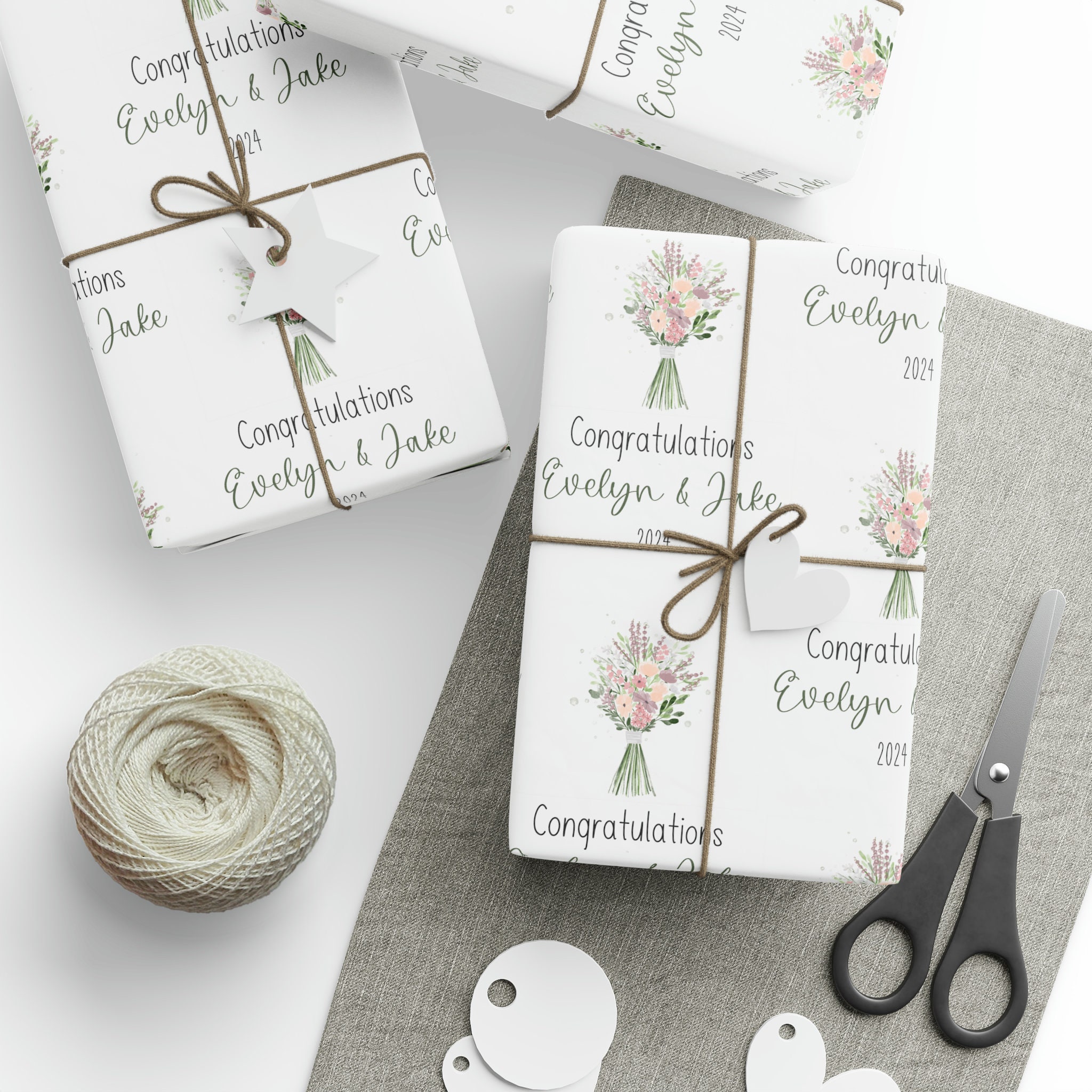 Personalized Wedding Shower Wrapping Paper, Custom Floral Wedding ...