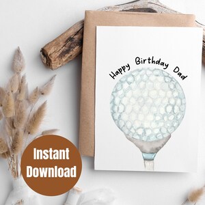 Cartão digital imprimível do pai do feliz aniversário do golfe, cartão de aniversário digital 5x7 para o pai, cartão de aniversário imprimível, cartão de aniversário imprimível para o pai