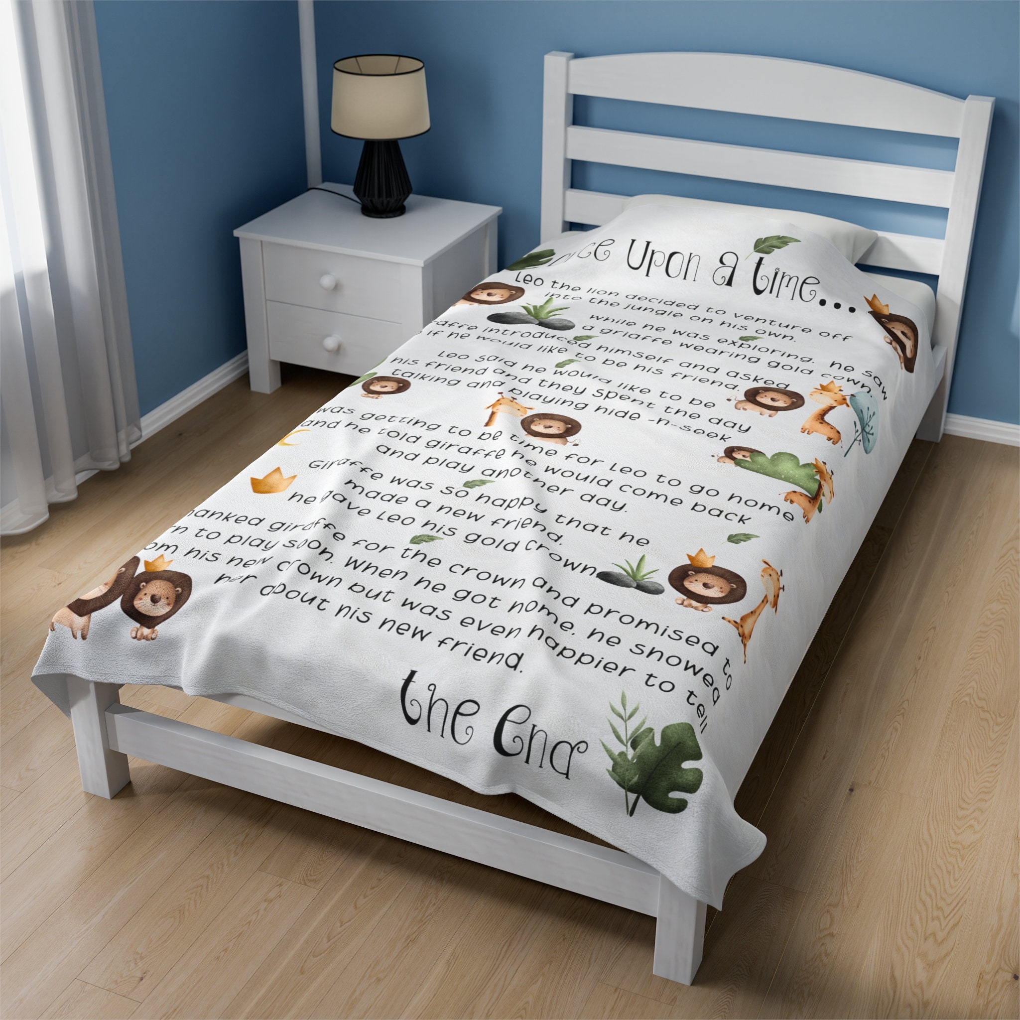 Personalized Story Velveteen Plush Blanket for Child or Baby, Custom