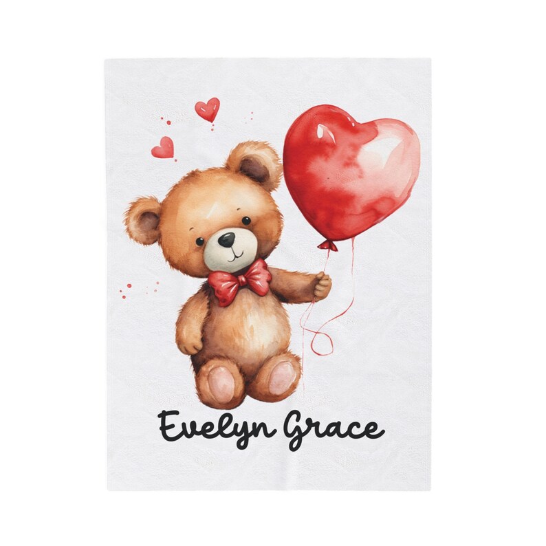 Personalized Cute Teddy Bear Heart Valentine's Day Velveteen Plush