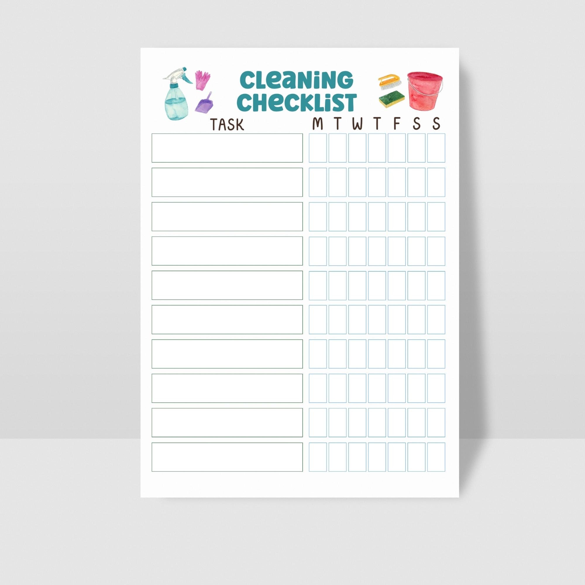 Printable Weekly Cleaning Chart, Printable Weekly House Cleaning Chart ...