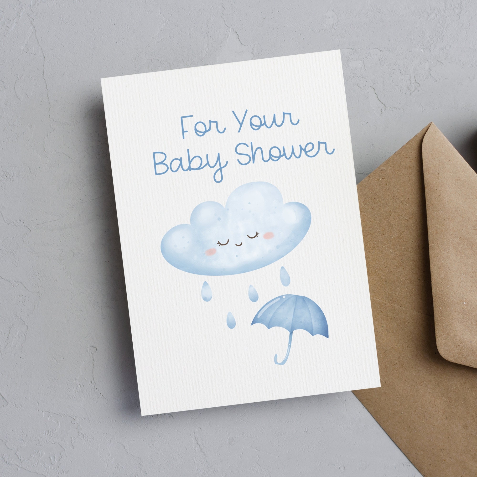 Printable Baby Shower Card, Digital Baby Shower Card, Cute Cloud and ...