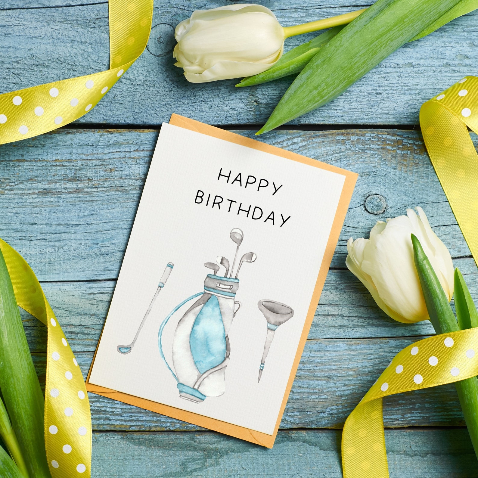 Printable Golf Happy Birthday Digital Card, 5x7 Digital Birthday Card ...