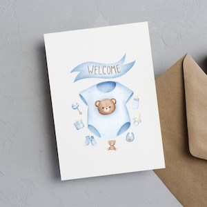 Printable Baby Shower Greeting Card, Digital Baby Shower Card, Boy ...