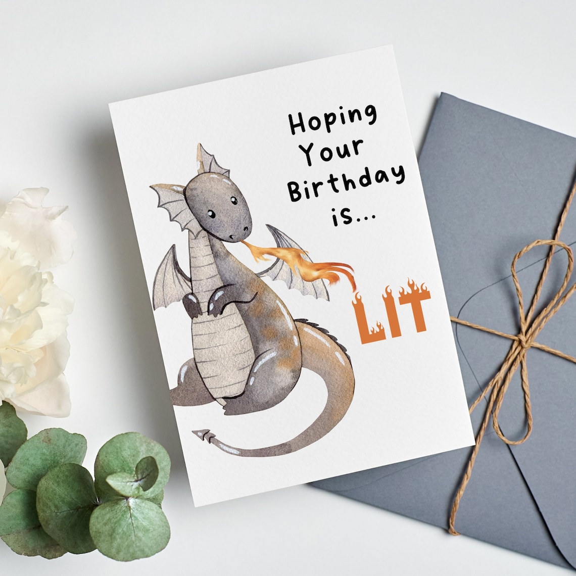 Printable Dragon Digital Birthday Card, Digital Printable Birthday Card ...