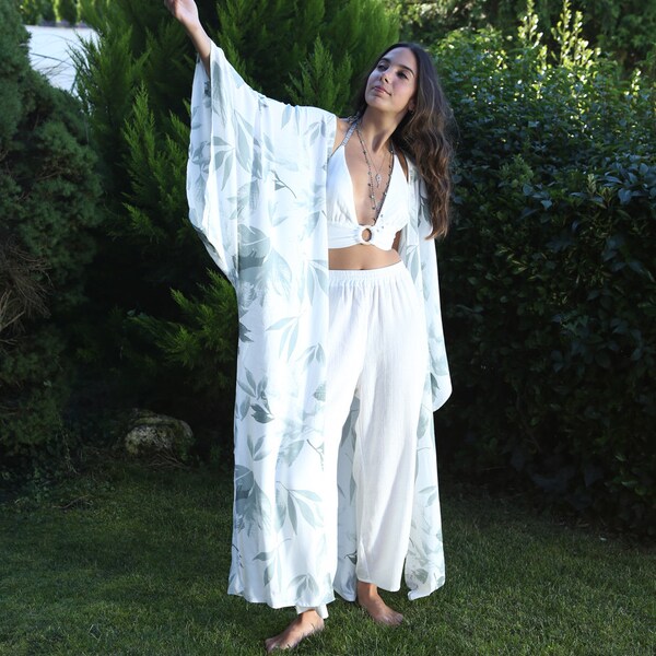 Oversized Long Kimono, Perfect for Beachwear or Homewear, Ideal for Spring and Summer, Breathable Viscose Fabric