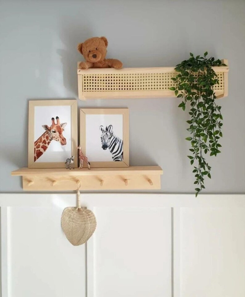 Wooden Hazeran Nursery Wall Shelf Kids Room Shelf Montessori Etsy