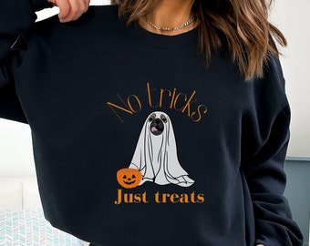 Trick or treat,halloween shirt,dog halloween,ghost dog shirt,cute halloween sweatshirt,ghost shirt,pumpkin patch,fall t shirt,gift for her