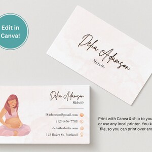 Plantilla de tarjeta de visita de Doula y partera / Plantilla digital para trabajadoras de partos