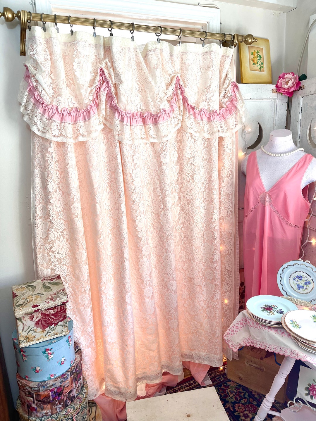 Vintage Lace Shower Curtain Etsy