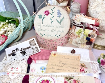 Vintage Mother's Day Fabric Box Slow Stitch Kit