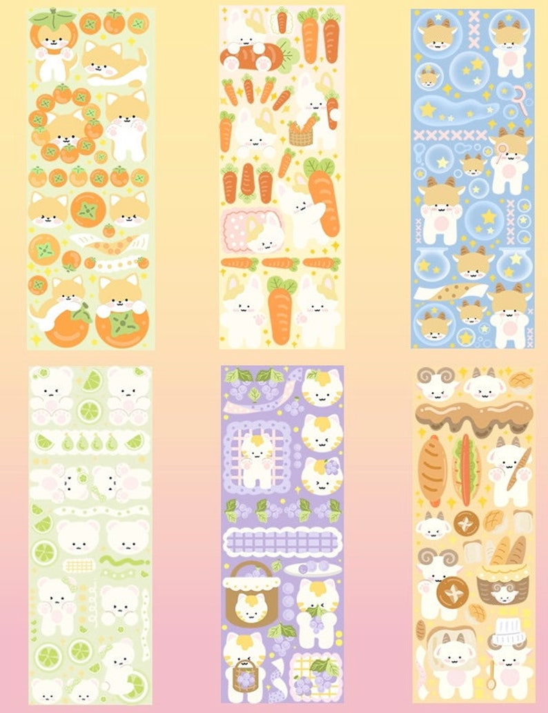 CLEARANCE!! Cute Korean Sticker Grab Bag | Polco, Bullet journal, Penpal supplies, Phone case deco, Sticker Pack, Kawaii Assorted Stickers Animal farm (6pc)