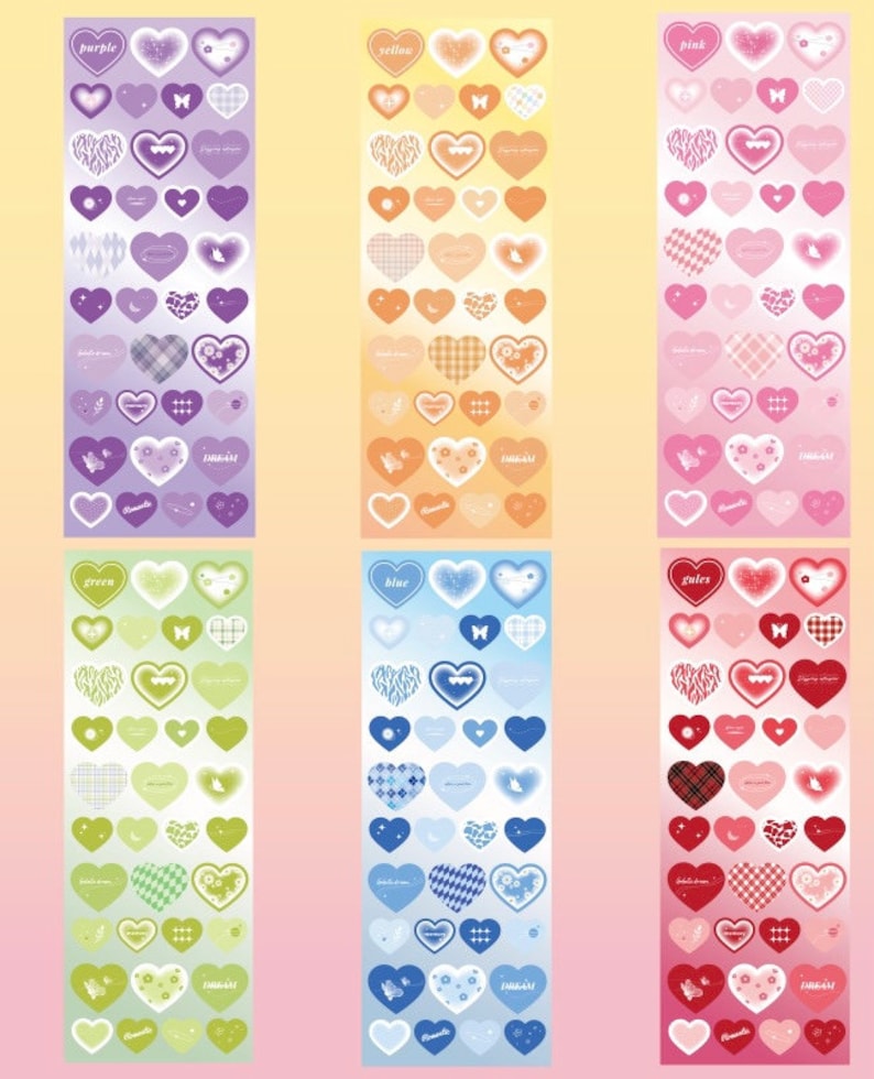 CLEARANCE!! Cute Korean Sticker Grab Bag | Polco, Bullet journal, Penpal supplies, Phone case deco, Sticker Pack, Kawaii Assorted Stickers Hearts (6pc)