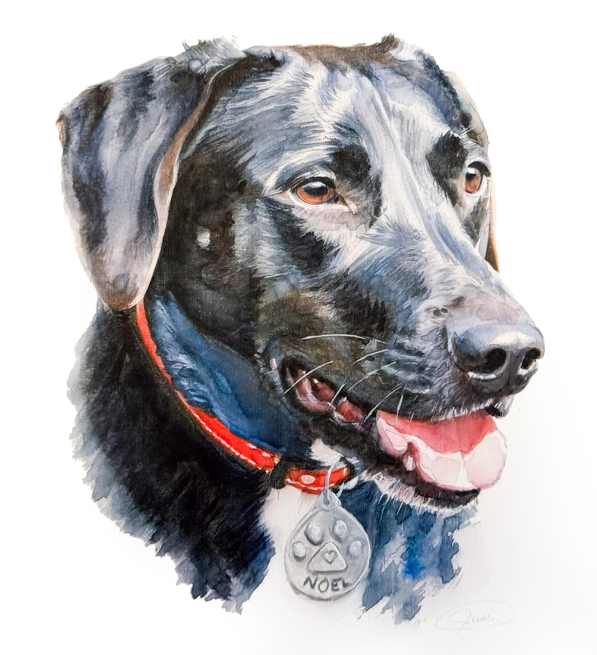 HAND-PAINTED Pet Portrait From Photo, Made-To-Order Watercolor Art, Dogs, Cats, Anything - Personalization: Name, Background