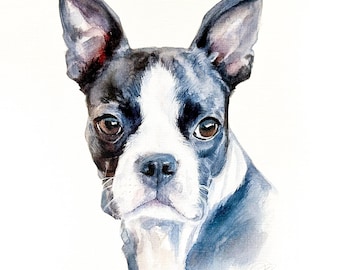 HAND-PAINTED Pet Portrait From Photo, Made-To-Order Watercolor Art, Dogs, Cats, Anything - Personalization: Name, Background