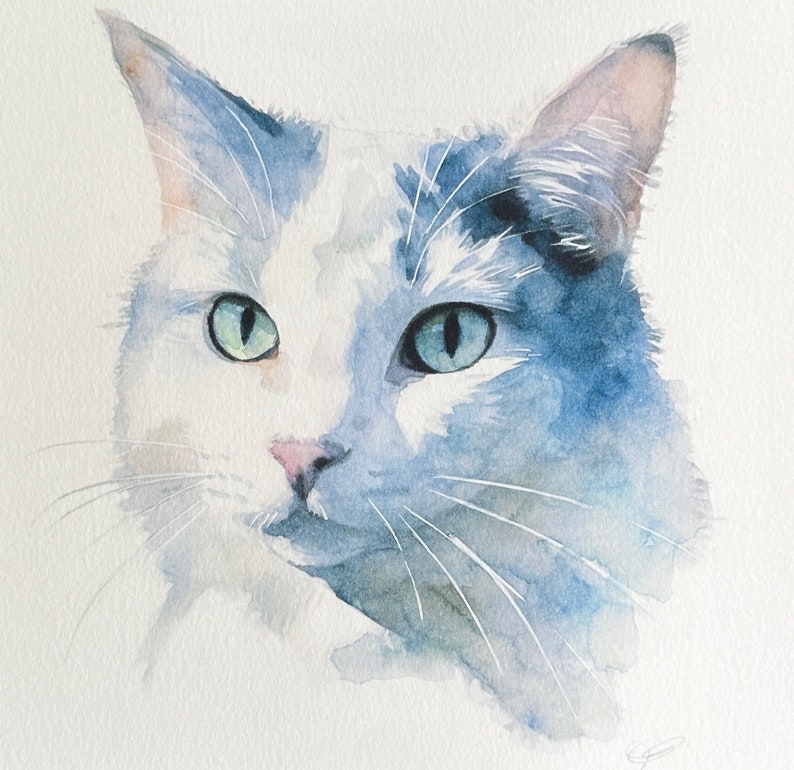 Hand-Painted Pet Portrait From Photo, Custom Watercolor Art, Made to Order Dog & Cat Painting, Family Pet Illustration, Customized image 2