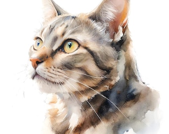 Real Hand-Painted Watercolor Cat Portraits (NOT Digital Prints) Send Your Photo, I&#39;ll Paint It. Made to order watercolor art