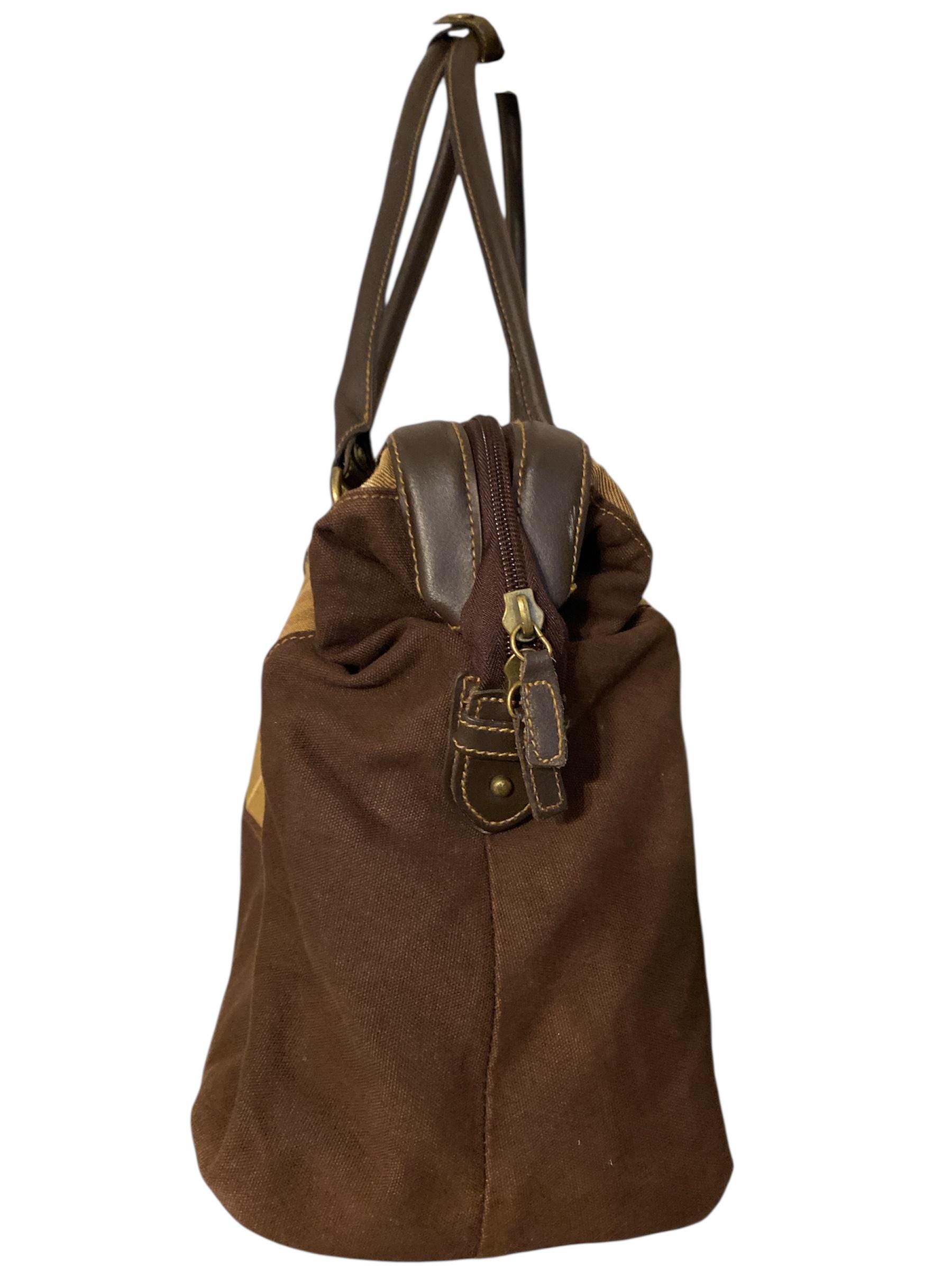Vintage EDDIE BAUER X SKYWAY Plaid Weekend Bag / Tote - Brown 