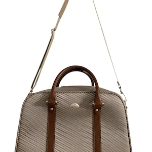 Vintage SAMSONITE 80s Travel Bag - Tweed & Leather - Cabin 16x10x6 inches