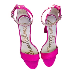 Sandalias Sam Edelman Yaro Floral/Satin Block Heel - Rosa fucsia - Talla 9.5 M - Buen estado