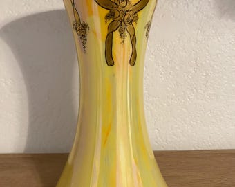 Antieke favoriete Bavaria handbeschilderde vaas met gouden rozenslinger, 20 cm, Art Nouveau-stijl.