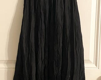 Vintage Olivaceous Black Maxi Dress Large, Boho Lace Bodice Long Dress,