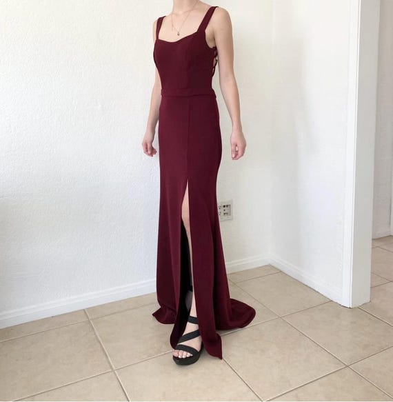 B. Darlin Long Burgundy Evening Dress - High Slit and Lace-up Back Size 11/12 - Etsy Australia B. Darlin Long Burgundy Evening Dress - High Slit and Lace-up Back Size 11/12 - Etsy Australia