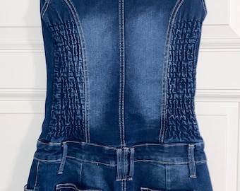 Elandjones Denim Miniklänning – Storlek M – Vintage Blå Tvättad