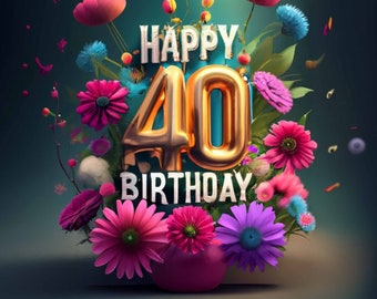 40. Geburtstag | Digitale Geburtstagskarte | Happy Birthday | Last Minute Geburtstagskarte | Digitaler Download | Printable | Glückwünsche