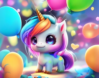 Kinderbild Einhorn | Kinderposter Einhorn | Poster Kinderbild | Wandbild Kinderzimmer Einhorn | Baby Einhorn | Einhorn Wanddeko