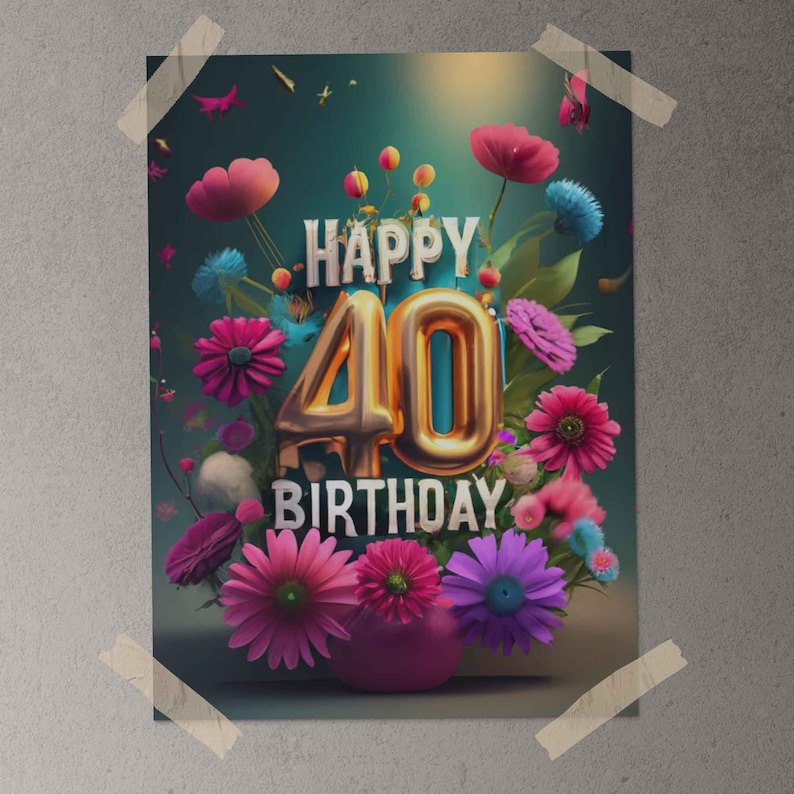 40. Geburtstag Digitale Geburtstagskarte Happy Birthday Last Minute