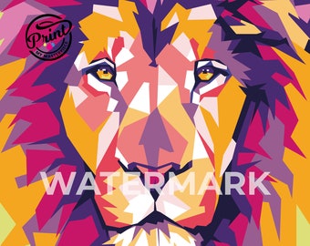 Löwe Digitaler Download | Pop Art Löwe | Löwe Wandkunst | Löwe Wandbild | Animal Portrait |  Lion Painting | Poster | Animal Art Decor