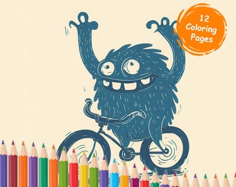 Funny Monsters | Coloring Book | Coloring Pages for Children | Children's Coloring Pages | to print | Instant Download | Grayscale Illustration PDF