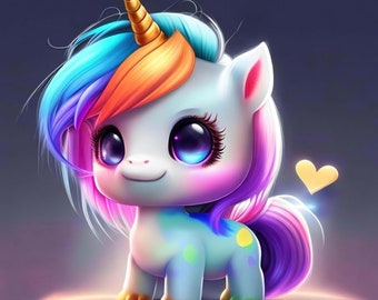 Kinderbild Einhorn | Kinderposter Einhorn | Poster Kinderbild | Wandbild Kinderzimmer Einhorn | Baby Einhorn | Einhorn Wanddeko