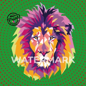Löwenkopf Digitaler Download | Pop Art Löwe | Bunte Löwe Leinwand | Download Löwe Poster | Löwe Portrait |  Tier Wandkunst | Tiermotiv