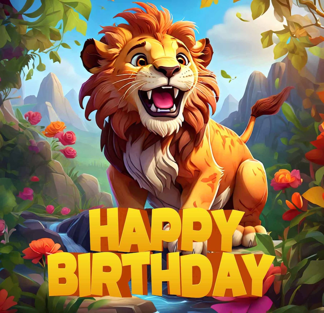 Digitale Löwe Geburtstagskarte Löwe Happy Birthday Last Minute