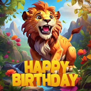 Digitale Löwe Geburtstagskarte | Löwe Happy Birthday | Last Minute Geburtstagskarte | Digitaler Download | Printable