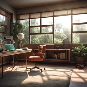 Video Call Background - Mid-Century Modern Interior 01