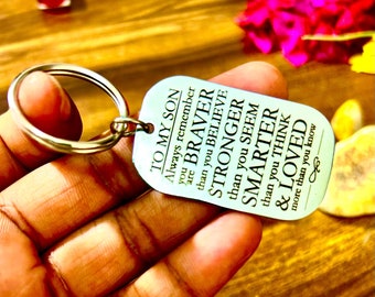 Edelstahl gravierte 'Just Words Schlüsselanhänger || Benutzerdefinierte Edelstahl Schlüsselanhänger || Personalisierte Halskette ||Benutzerdefinierte Namenskette ||