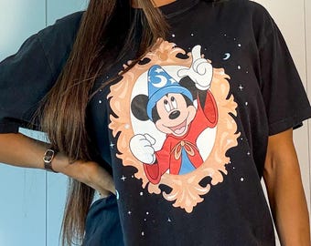 Retro Fantasmic Mickey Sorcerer Fantasia Oversized Unisex Tshirt and Sweatshirt