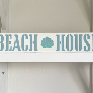 Handgemaakt bord strandhuis: kustzomerdecor (16 x 3)