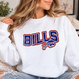 Felpa o toppa con paillettes dei Buffalo Bills, abbigliamento per il giorno della partita (scegli l'opzione)